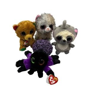 TY Beanie Boo Big Eyes Plush Bella Creeper Scrappy Yoohoo Lemur 7 Inch Lot 4